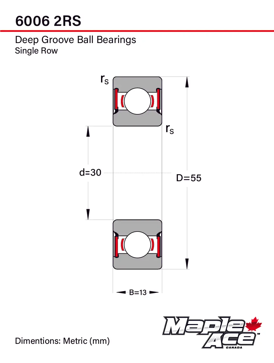 6006-2RS Ball Bearing 30x55x13mm 6006 2RS Rubber Sealed