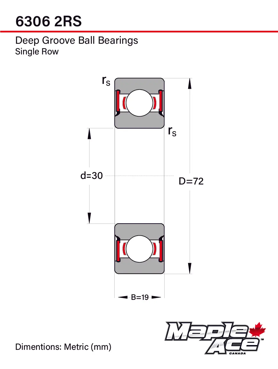 6306-2RS Ball Bearing 30x72x19mm 6306 2RS Rubber Sealed