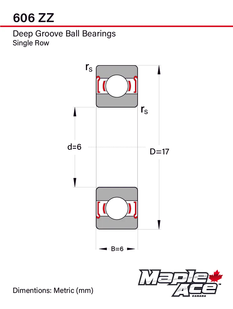 606-ZZ Ball Bearing 6x17x6mm 606 ZZ Metal Shielded