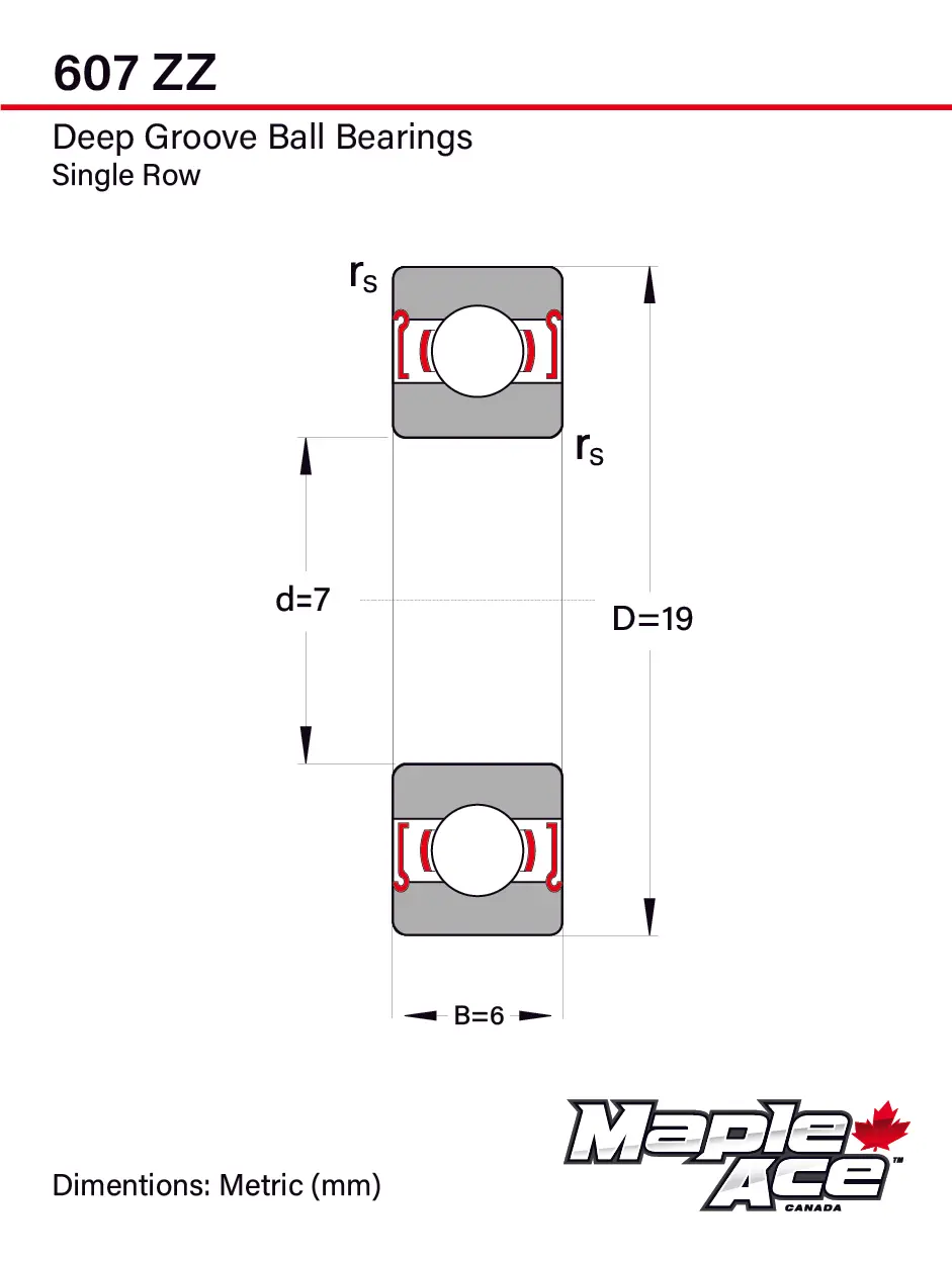 607-ZZ Ball Bearing 7x19x6mm 607 ZZ Metal Shielded